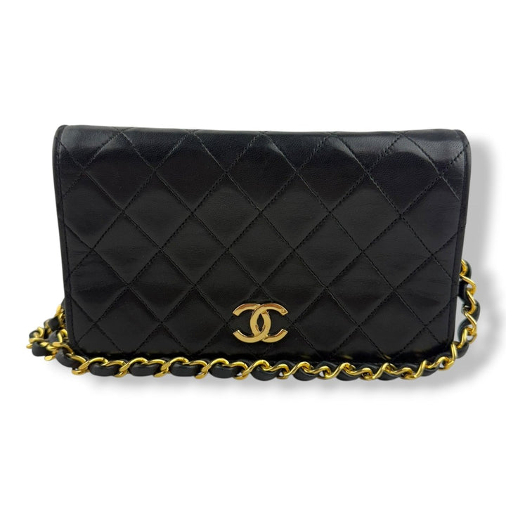 Chanel CC Mini Black Push Lock Single Flap Lambskin Shoulder Handbag - Lux Central