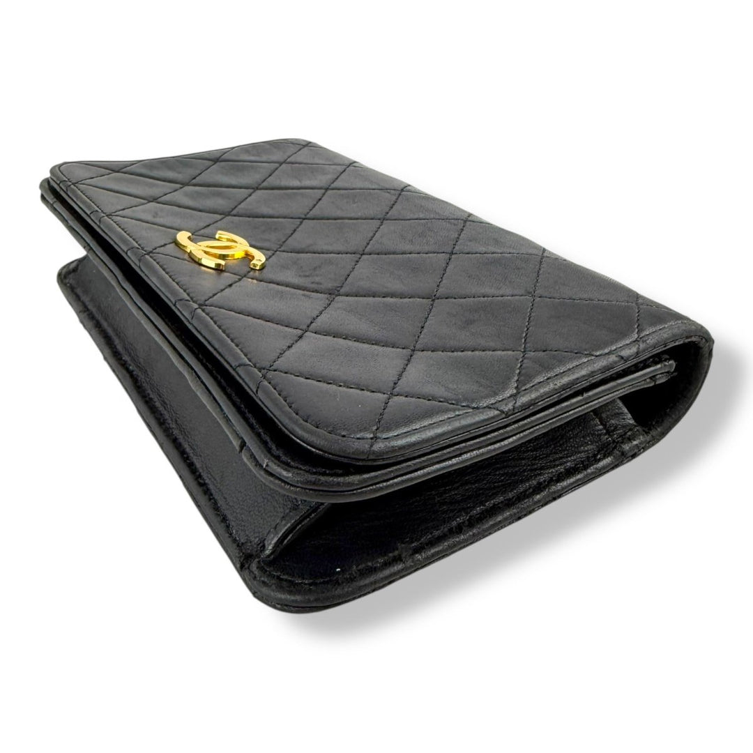 Chanel CC Mini Black Push Lock Single Flap Lambskin Shoulder Handbag - Lux Central