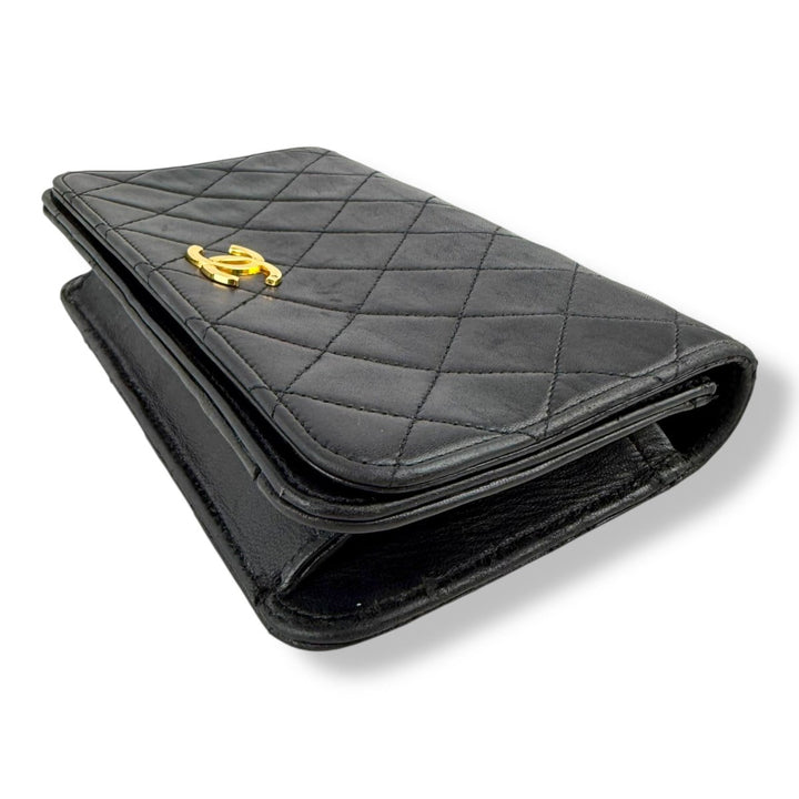 Chanel CC Mini Black Push Lock Single Flap Lambskin Shoulder Handbag - Lux Central