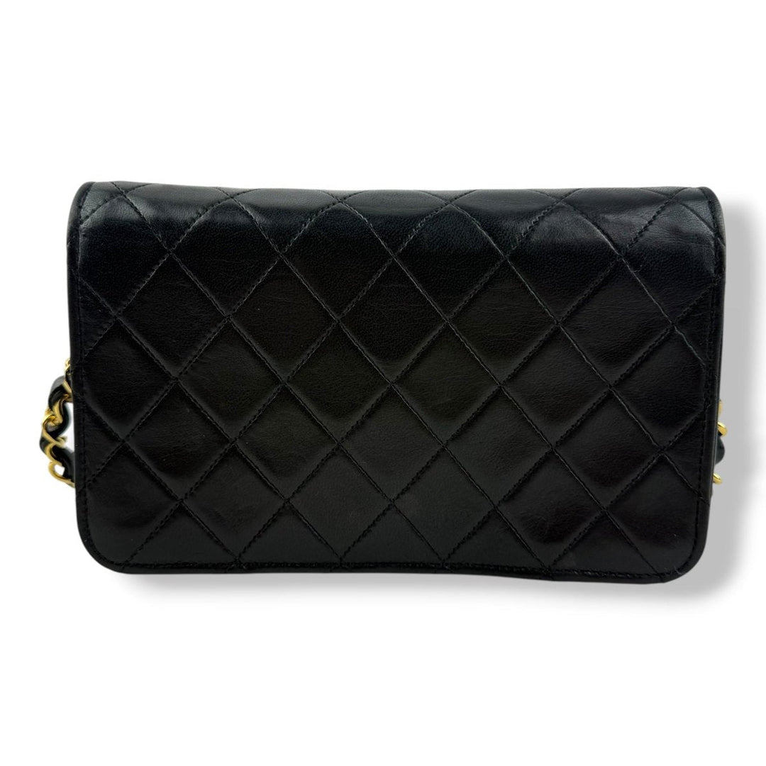 Chanel CC Mini Black Push Lock Single Flap Lambskin Shoulder Handbag - Lux Central