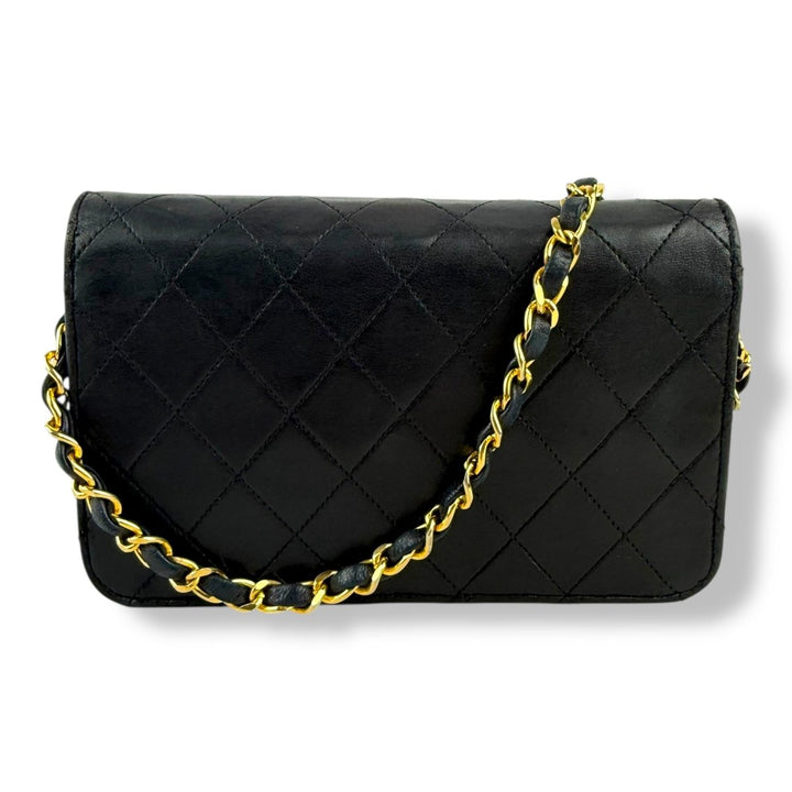 Chanel CC Mini Black Push Lock Single Flap Lambskin Shoulder Handbag - Lux Central