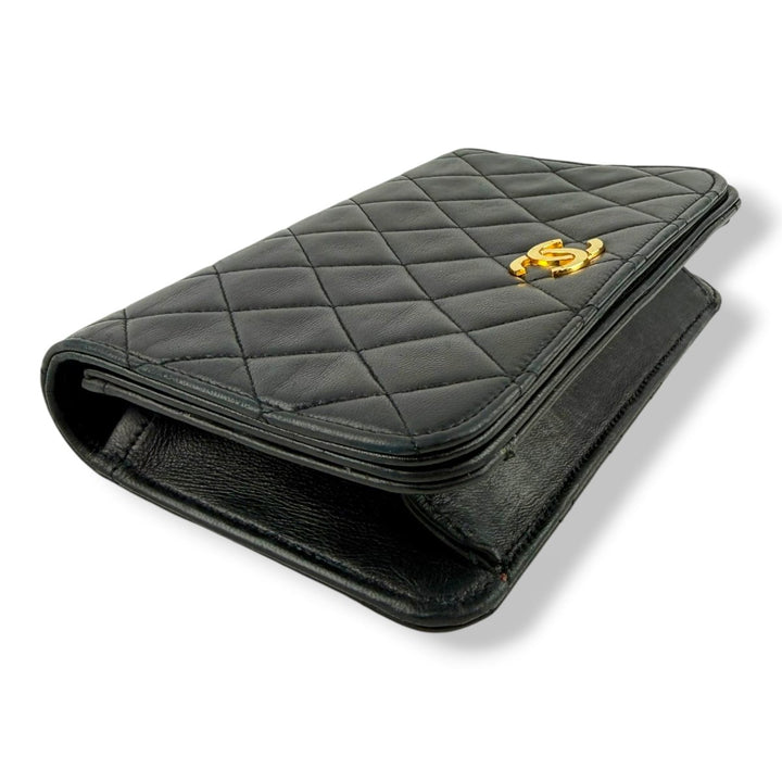 Chanel CC Mini Black Push Lock Single Flap Lambskin Shoulder Handbag - Lux Central