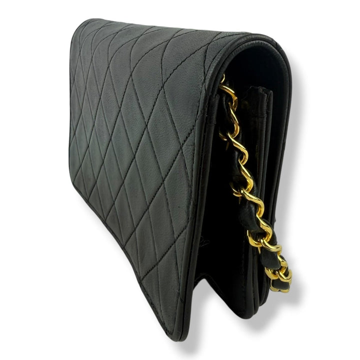 Chanel CC Mini Black Push Lock Single Flap Lambskin Shoulder Handbag - Lux Central