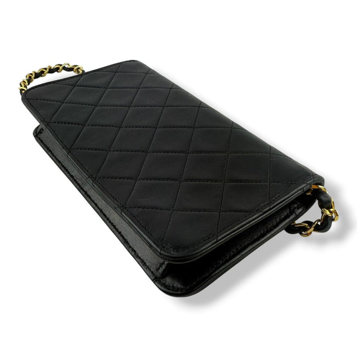 Chanel CC Mini Black Push Lock Single Flap Lambskin Shoulder Handbag - Lux Central
