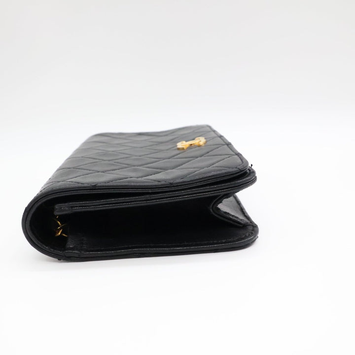 Chanel CC Mini Black Push Lock Single Flap Quilted Lambskin Shoulder Handbag - Lux Central