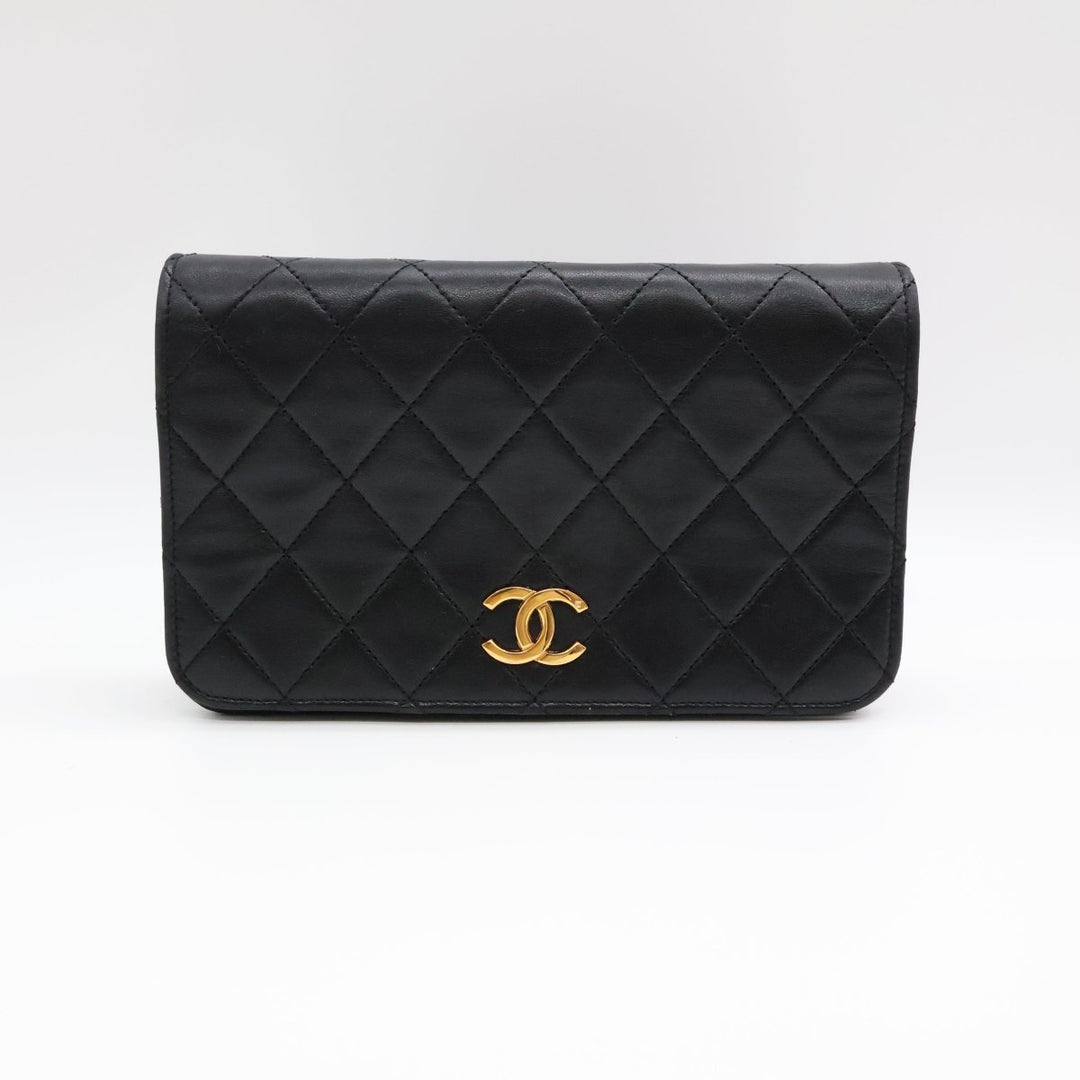 Chanel CC Mini Black Push Lock Single Flap Quilted Lambskin Shoulder Handbag - Lux Central