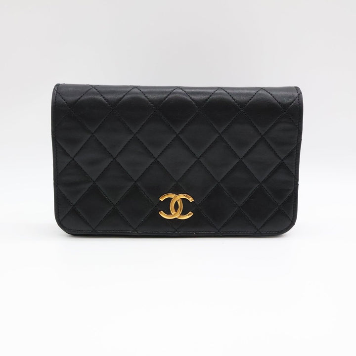 Chanel CC Mini Black Push Lock Single Flap Quilted Lambskin Shoulder Handbag - Lux Central