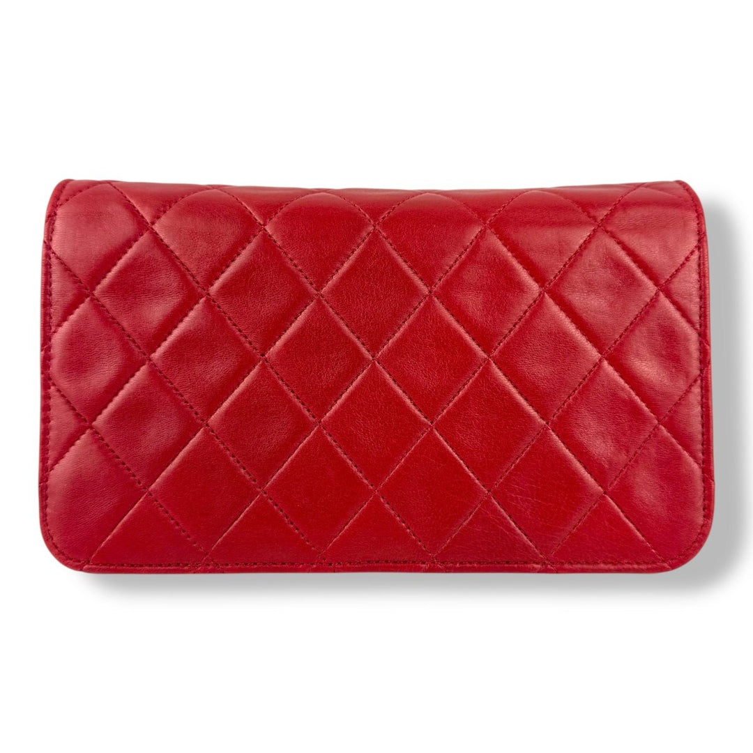 Chanel CC Mini Red Push Lock Single Flap Lambskin Shoulder Handbag - Lux Central