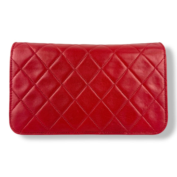 Chanel CC Mini Red Push Lock Single Flap Lambskin Shoulder Handbag - Lux Central