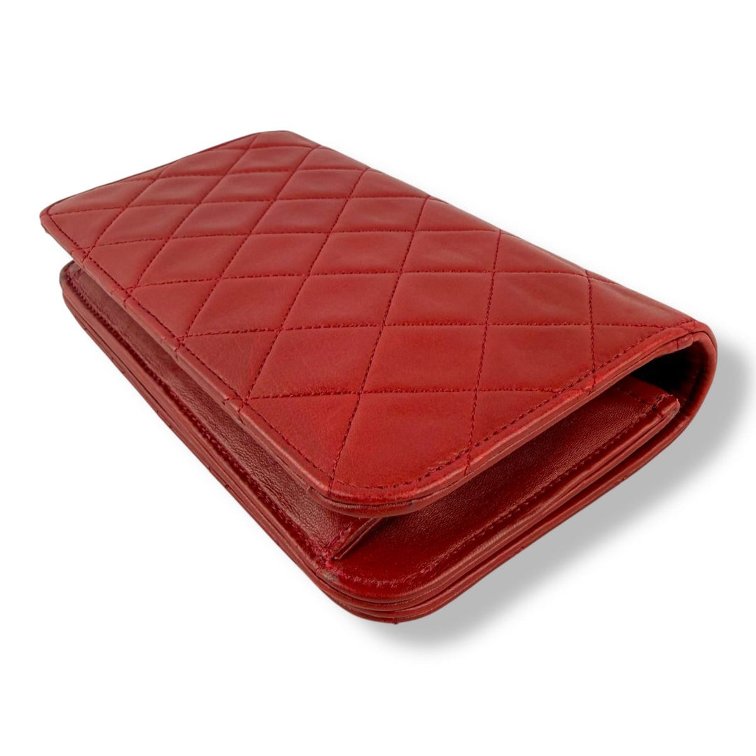 Chanel CC Mini Red Push Lock Single Flap Lambskin Shoulder Handbag - Lux Central