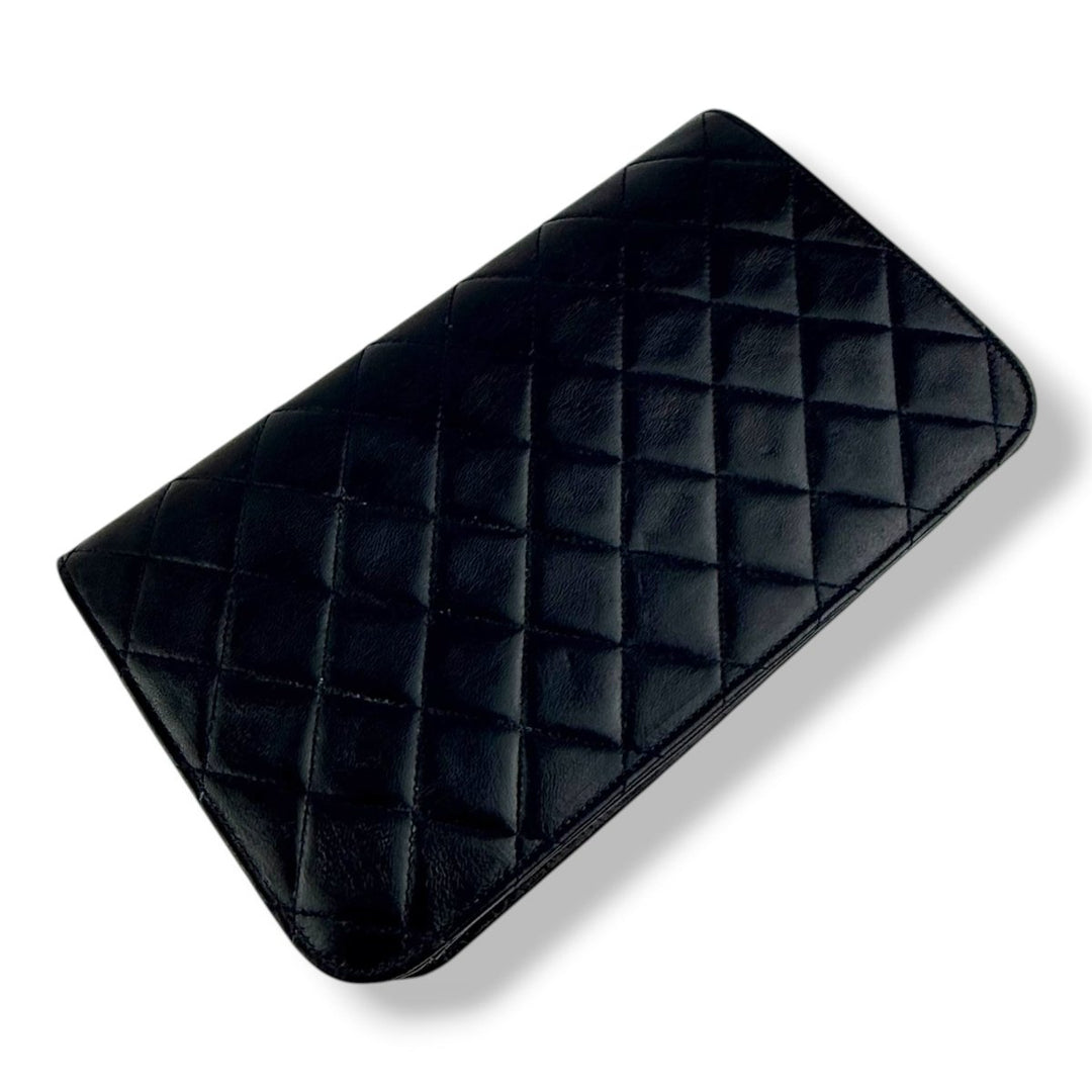 Chanel CC Navy Push Lock Single Flap Lambskin Shoulder Handbag - Lux Central