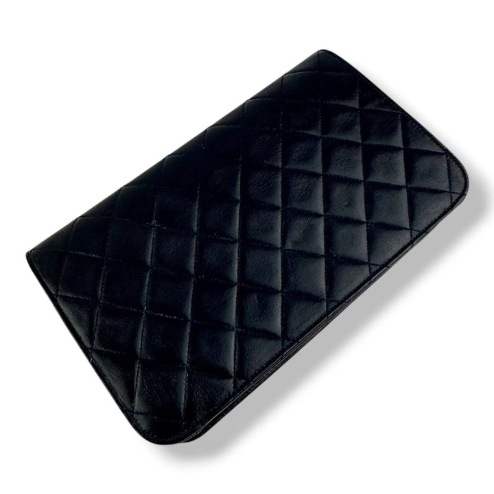 Chanel CC Navy Push Lock Single Flap Lambskin Shoulder Handbag - Lux Central