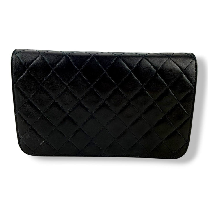 Chanel CC Navy Push Lock Single Flap Lambskin Shoulder Handbag - Lux Central
