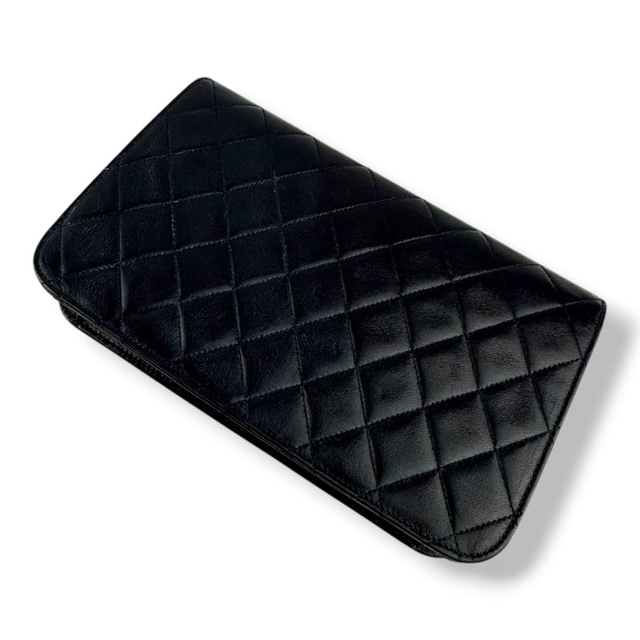Chanel CC Navy Push Lock Single Flap Lambskin Shoulder Handbag - Lux Central