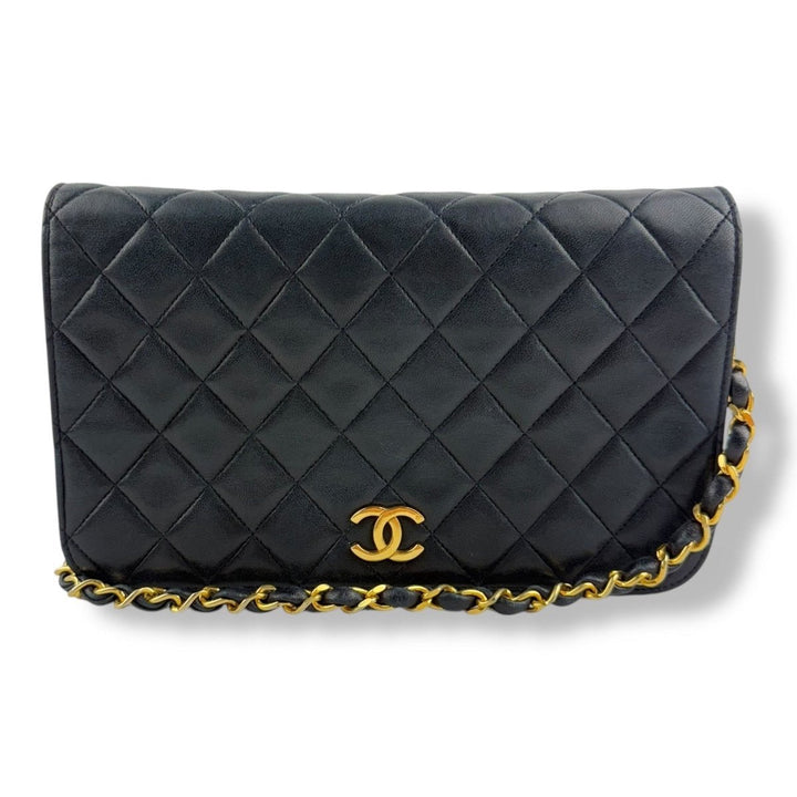 Chanel CC Navy Push Lock Single Flap Vintage Shoulder Handbag - Lux Central