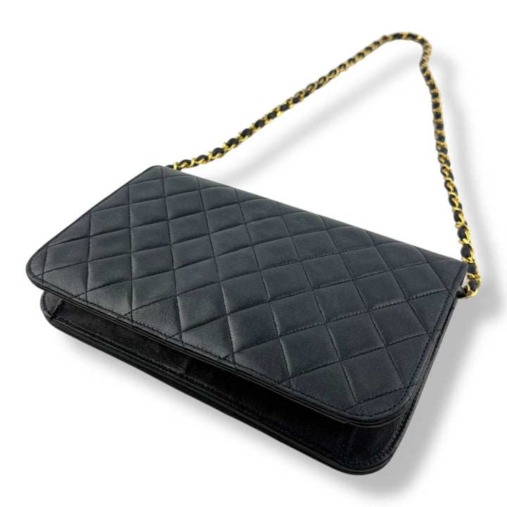 Chanel CC Navy Push Lock Single Flap Vintage Shoulder Handbag - Lux Central