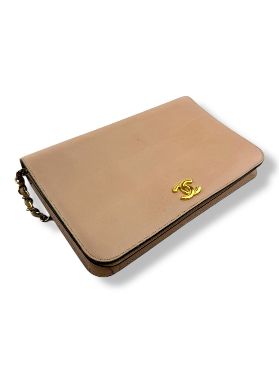 Chanel CC Pink Push Lock Timeless Vintage Shoulder Handbag - Lux Central