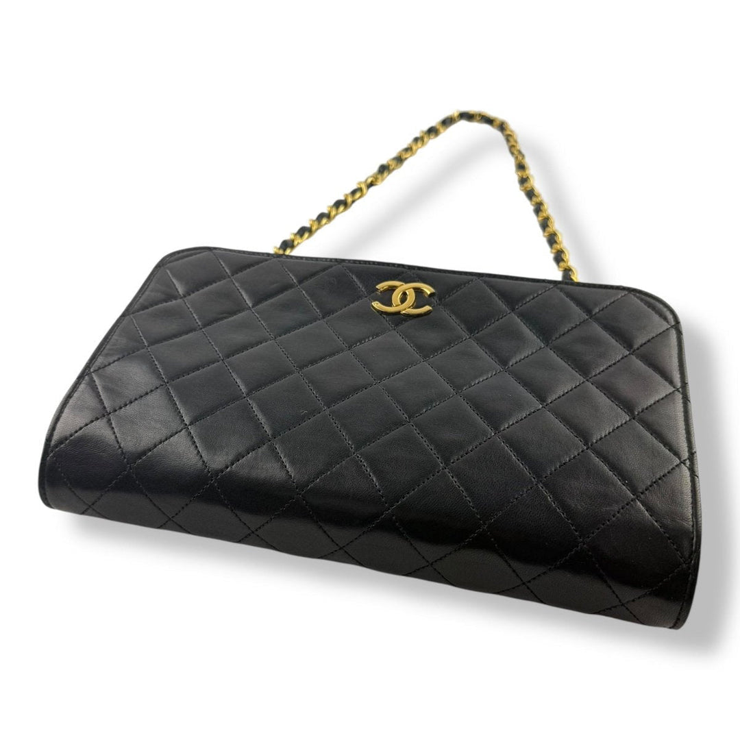 Chanel CC Push Lock Single Flap Vintage Shoulder Handbag - Lux Central