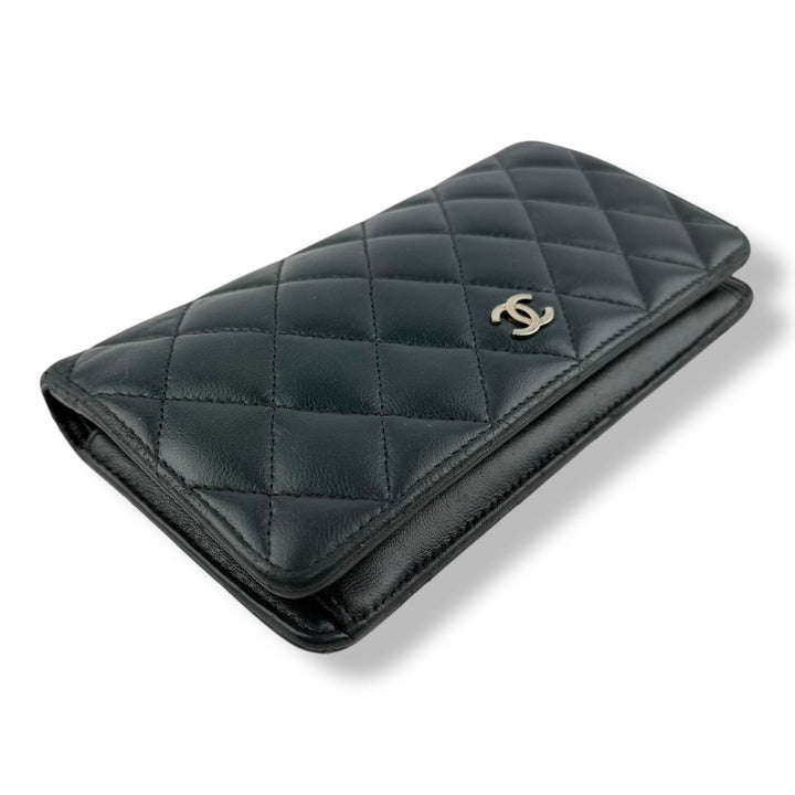 Chanel CC Timeless Quilted Leather Navy Blue Long Purse - Lux Central