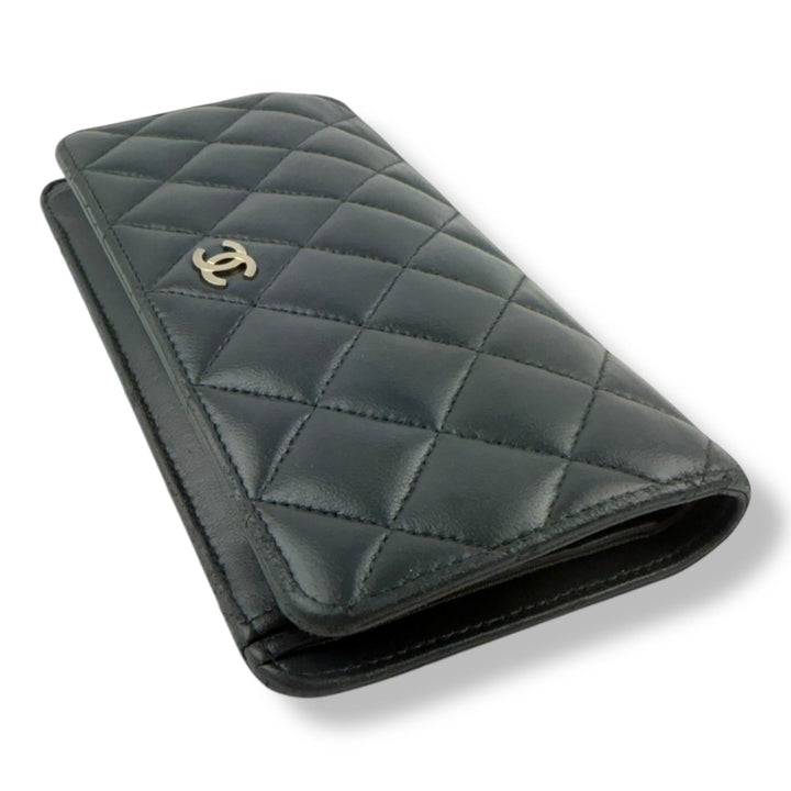 Chanel CC Timeless Quilted Leather Navy Blue Long Purse - Lux Central