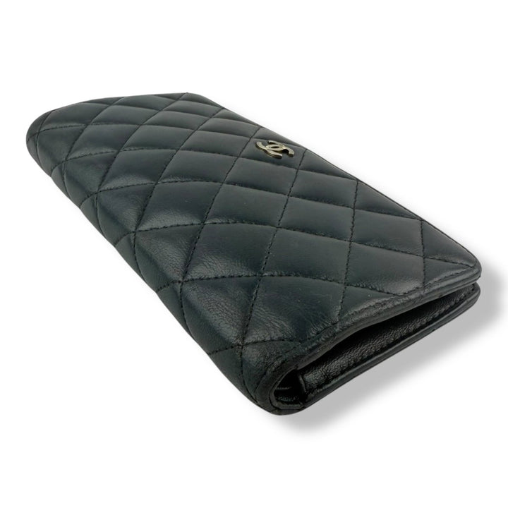 Chanel CC Timeless Quilted Leather Navy Blue Long Purse - Lux Central