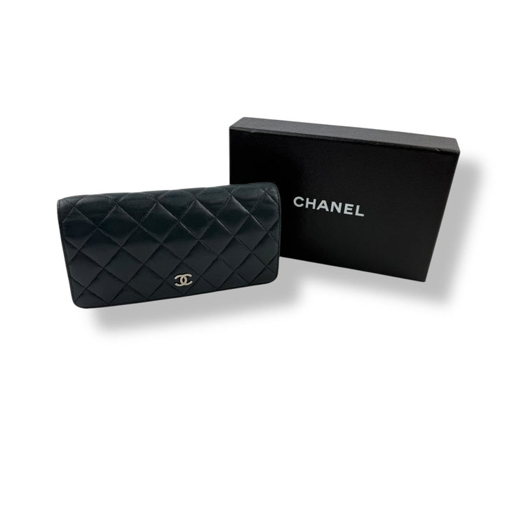 Chanel CC Timeless Quilted Leather Navy Blue Long Purse - Lux Central