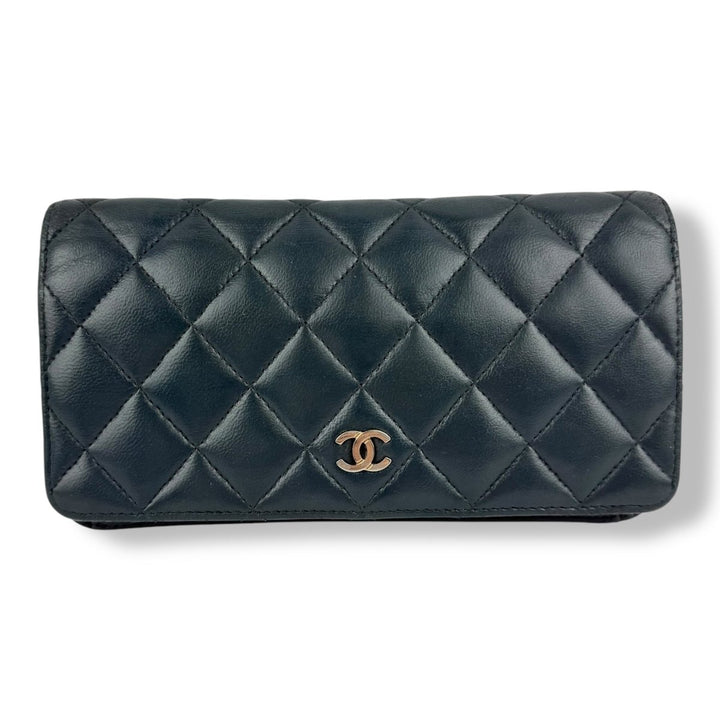 Chanel CC Timeless Quilted Leather Navy Blue Long Purse - Lux Central