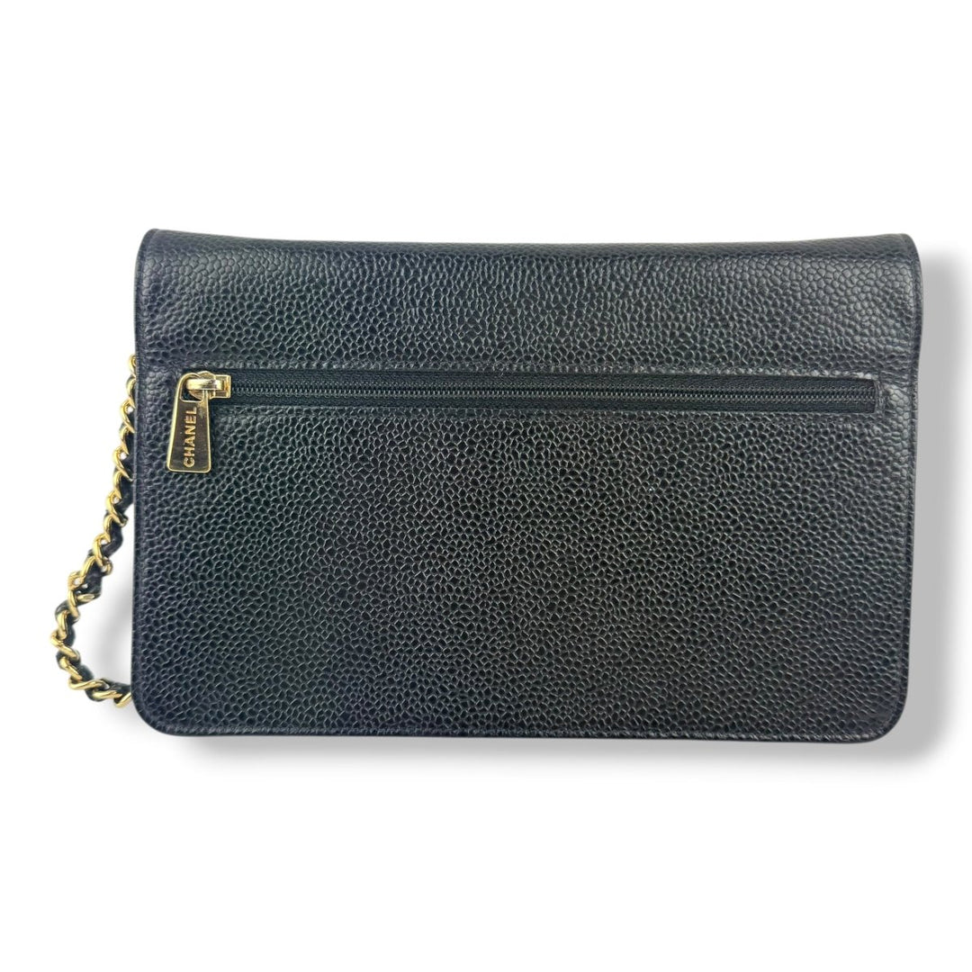 Chanel CC Wallet on Chain Timeless Black Caviar Leather - Lux Central