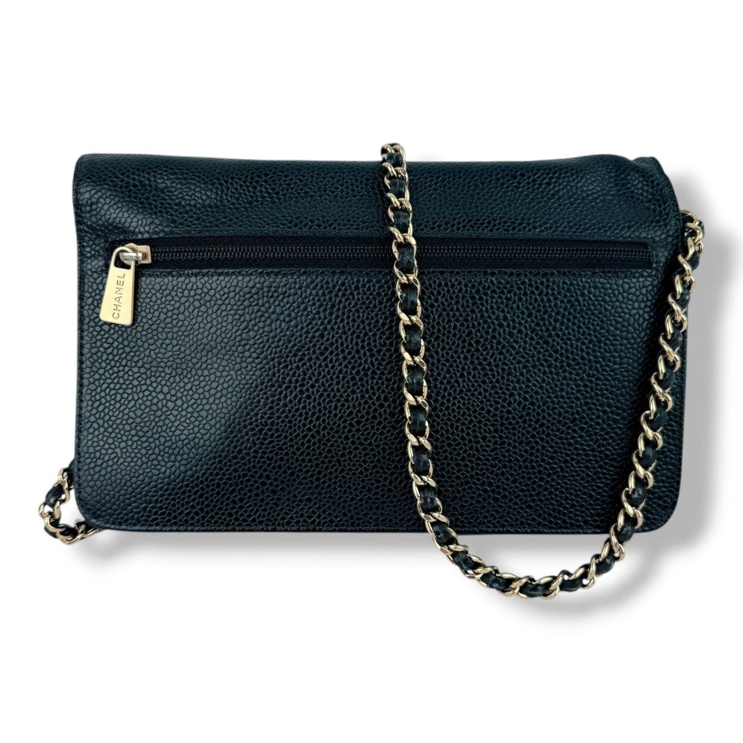 Chanel CC Wallet on Chain Timeless Black Caviar Leather - Lux Central