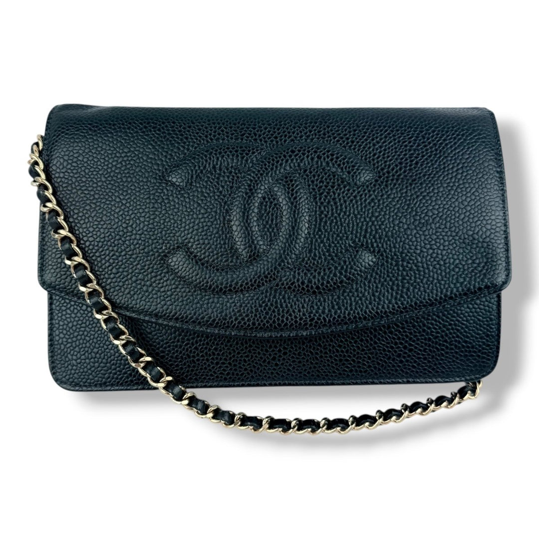 Chanel CC Wallet on Chain Timeless Black Caviar Leather - Lux Central