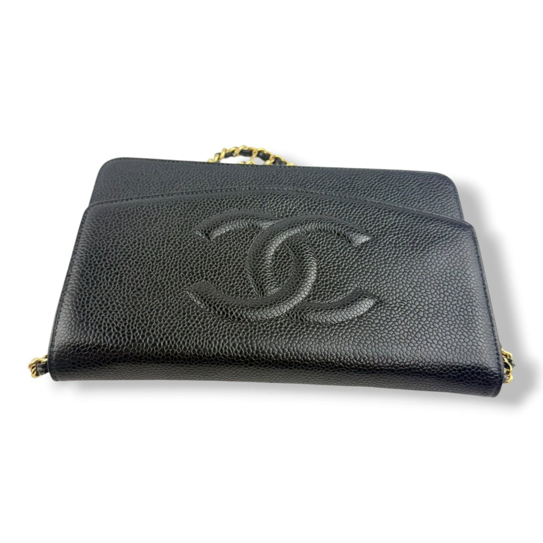 Chanel CC Wallet on Chain Timeless Black Caviar Leather - Lux Central