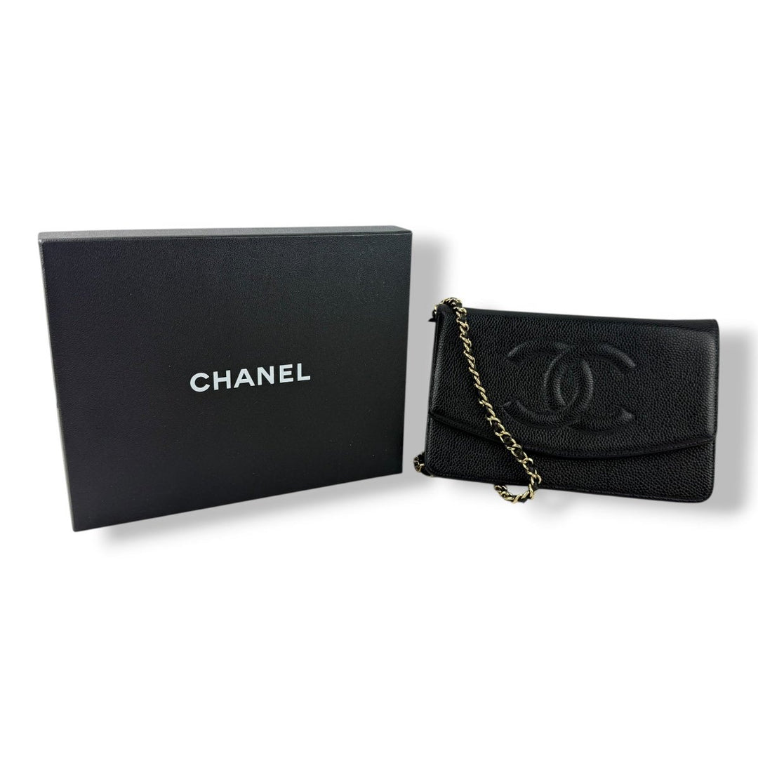 Chanel CC Wallet on Chain Timeless Black Caviar Leather - Lux Central