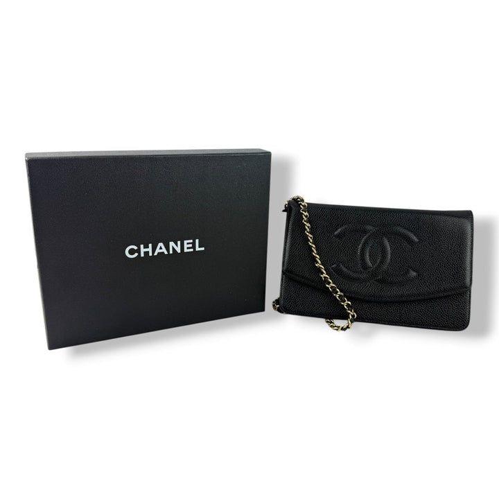 Chanel CC Wallet on Chain Timeless Black Caviar Leather - Lux Central