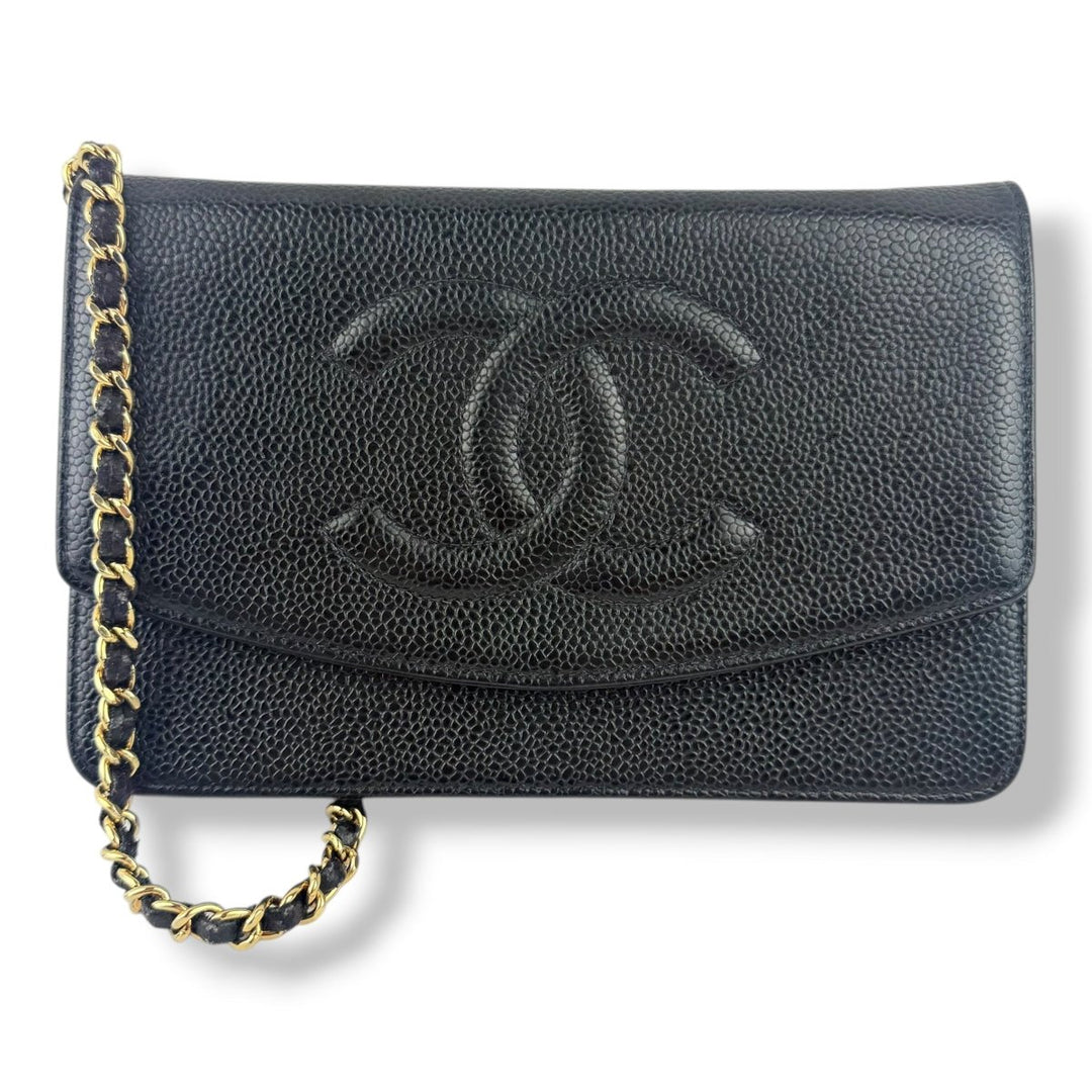Chanel CC Wallet on Chain Timeless Black Caviar Leather - Lux Central