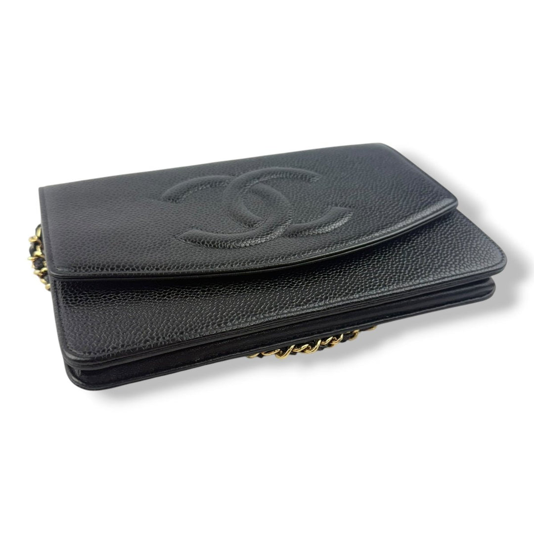 Chanel CC Wallet on Chain Timeless Black Caviar Leather - Lux Central