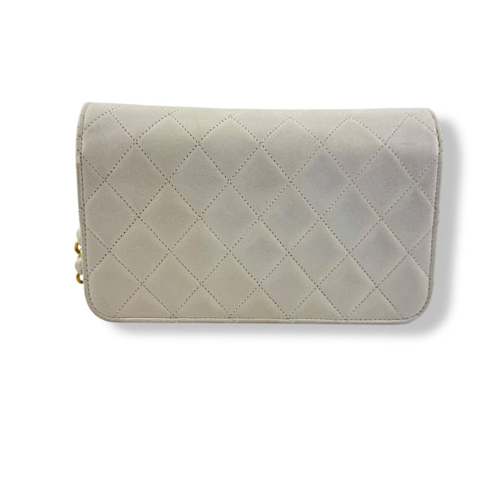 Chanel CC White Push Lock Single Flap Vintage Shoulder Handbag - Lux Central