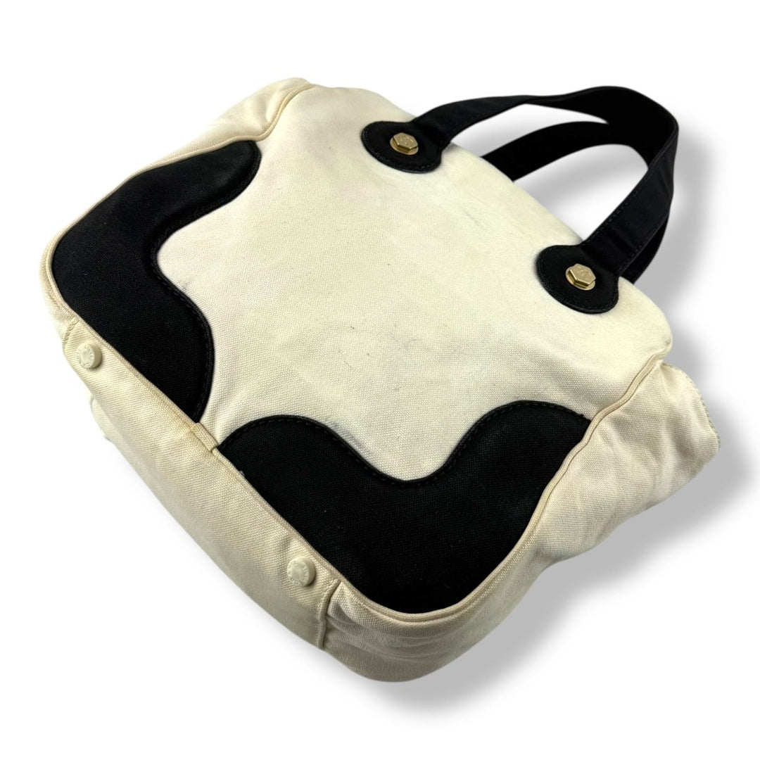 Chanel CC White/Black Marshmallow Top Handle Tote Handbag - Lux Central