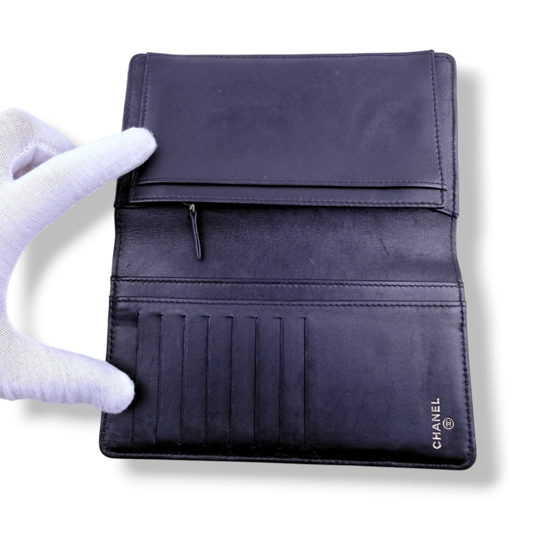 Chanel Classic Long Black Wild Stitch Long Wallet - Lux Central