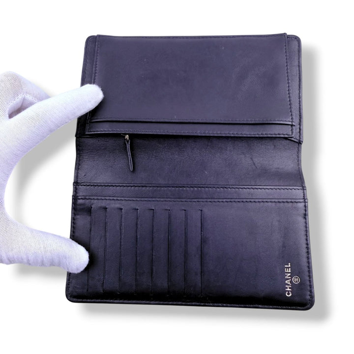 Chanel Classic Long Black Wild Stitch Long Wallet - Lux Central