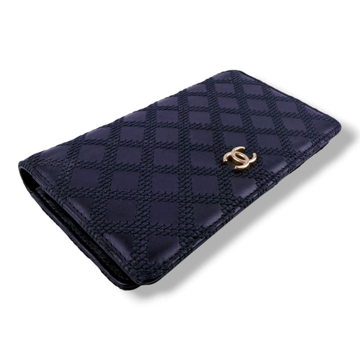 Chanel Classic Long Black Wild Stitch Long Wallet - Lux Central