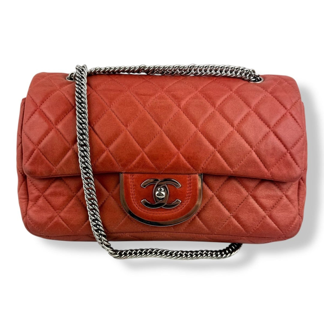 Chanel Coral Pink Double Flap Timeless Handbag - Lux Central