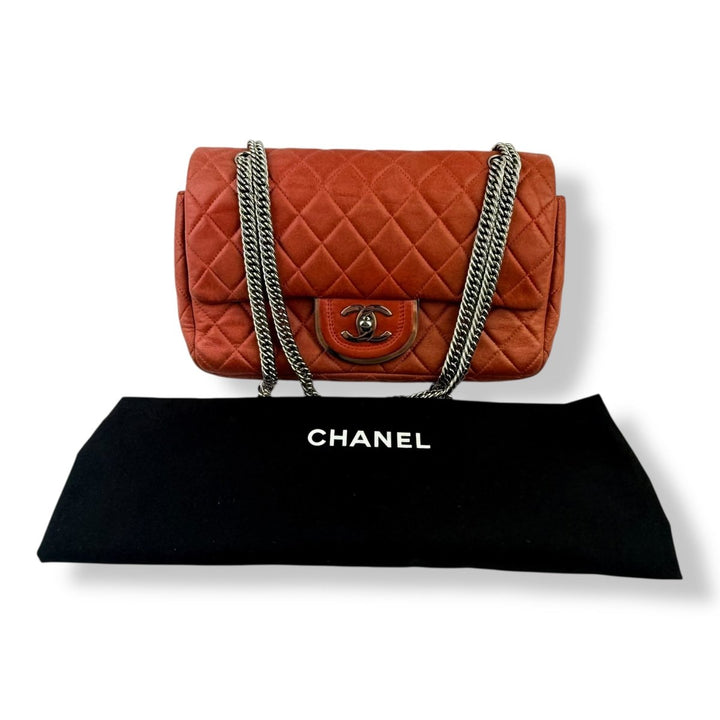 Chanel Coral Pink Double Flap Timeless Handbag - Lux Central