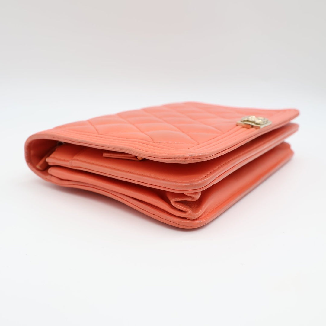 Chanel Coral Pink Lambskin Boy WOC Handbag - Lux Central