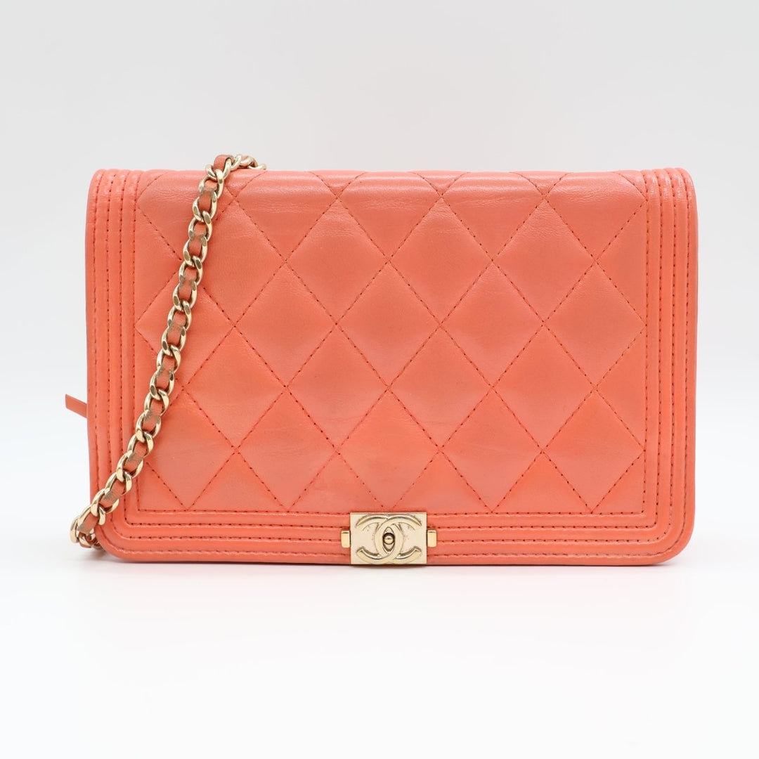 Chanel Coral Pink Lambskin Boy WOC Handbag - Lux Central