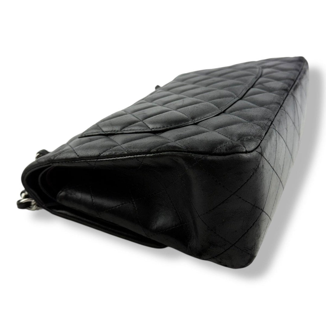 Chanel Double Classic Lambskin Black Flap Handbag Large - Lux Central