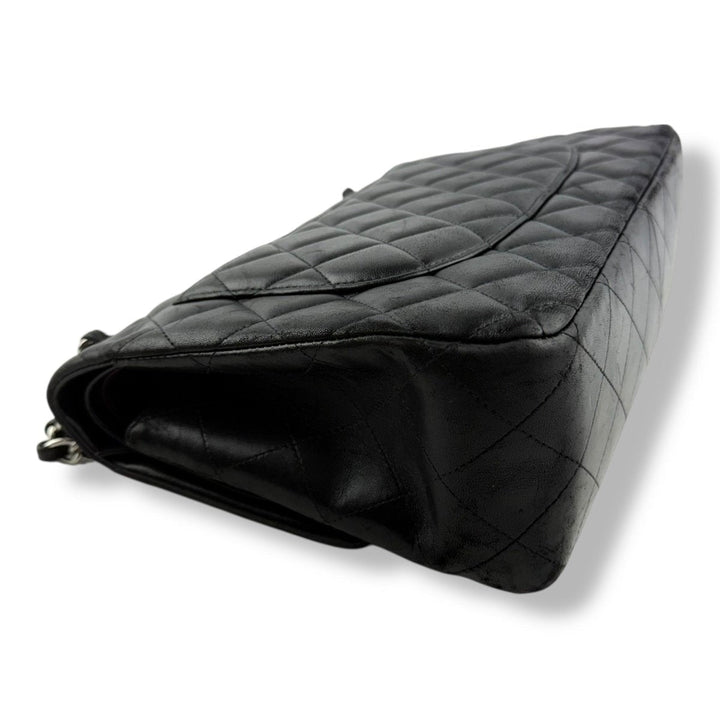 Chanel Double Classic Lambskin Black Flap Handbag Large - Lux Central