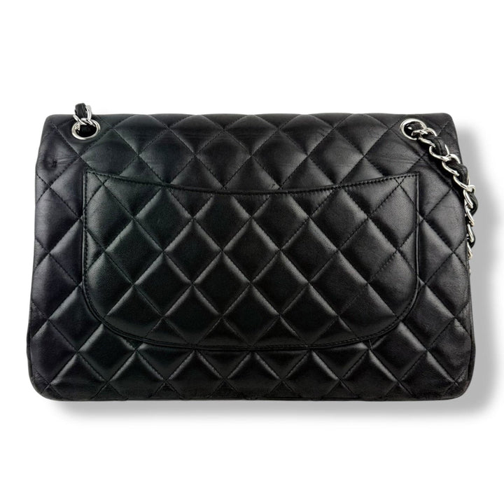 Chanel Double Classic Lambskin Black Flap Handbag Large - Lux Central