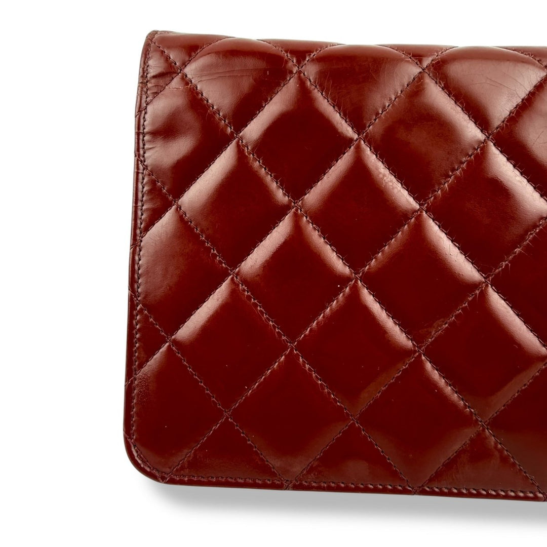 CHANEL Gloss Red Quilted Leather Wallet On Chain WOC Handbag - Lux Central