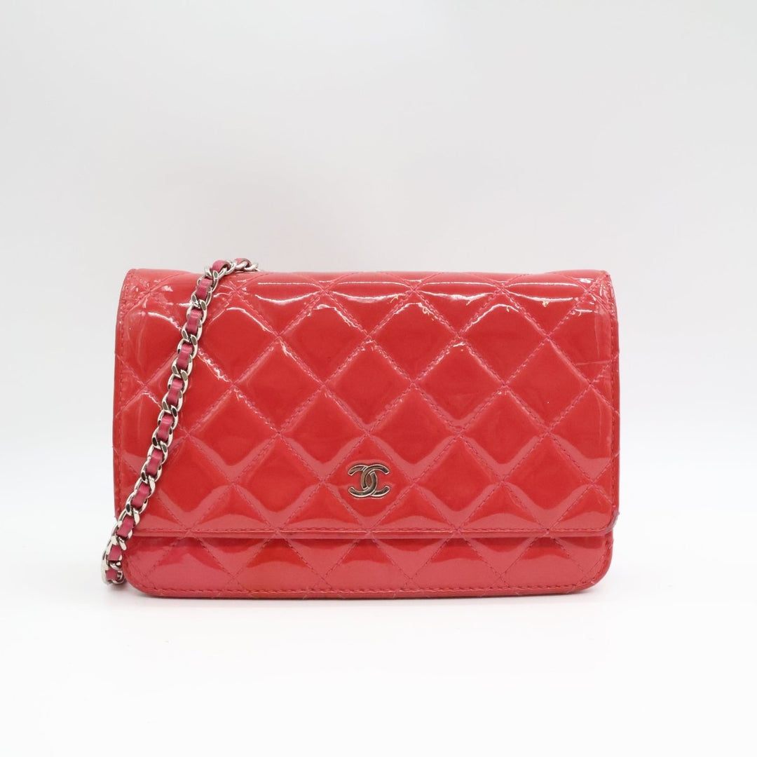 Chanel Gloss Red Quilted Leather Wallet On Chain WOC Handbag - Lux Central