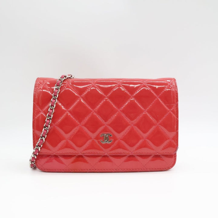 Chanel Gloss Red Quilted Leather Wallet On Chain WOC Handbag - Lux Central